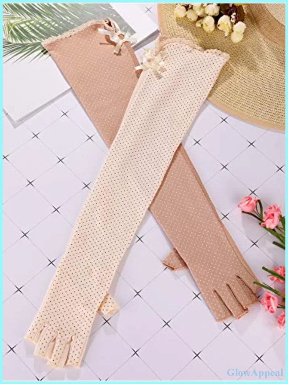UV Protection Fingerless Gloves with Touchscreen Lace Trim